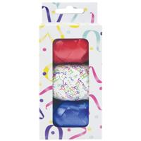 Krullint set à 3 kleuren rood blauw wit birthday | 6 stuks