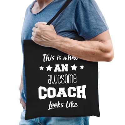 Cadeau tas voor coaches - katoen - 42 x 38 cm - zwart - This is what an awesome coach looks like Cadeau tas voor coaches - katoen - 42 x 38 cm - zwart - This is what an awesome coach looks like