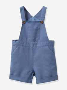 Korte tuinbroek baby in linnen en katoen CYRILLUS grijsblauw
