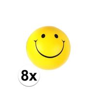 8x Smiley stressbal 6 cm   -