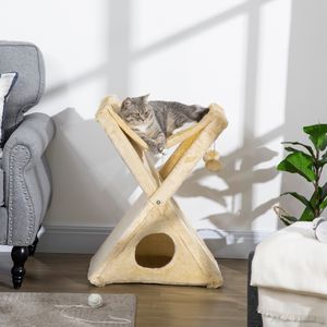 PawHut Kattentoren krabboom kattenboom met grot en hangmat sisal spaanplaat | Aosom Netherlands