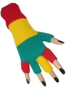 Vingerloze handschoenen rood/geel/groen
