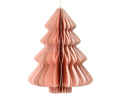 Kerstornament Papieren Kerstboom 20cm Roze