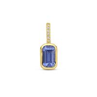 14k Geelgouden Hanger met Labgrown Tanzaniet & Diamant 0.012ct (December)