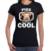 Dieren varken t-shirt zwart dames - pigs are cool shirt
