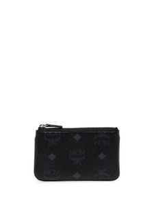 MCM porte-clés en cuir artificiel à motif monogrammé - Noir