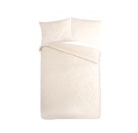 Pure Dekbedovertrek "luxe zizag biezen/ borduursels" - Wit - (140x200/220 cm) - Microfiber