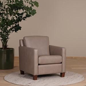 Leren fauteuil Smart - Granada leer Taupe - Hout bruin