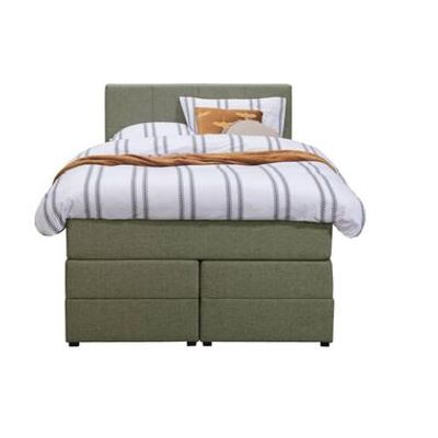 Boxspring met opbergruimte Liv geblokt - groen - 120x200 cm - Leen Bakker