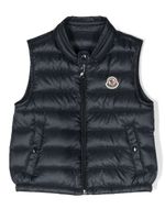 Moncler Enfant gilet matelassé à patch logo - Bleu