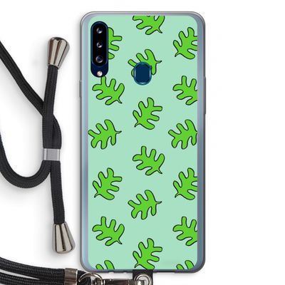Groene blaadjes: Samsung Galaxy A20s Transparant Hoesje met koord