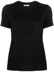 Moncler t-shirt en coton à logo orné de cristaux - Noir