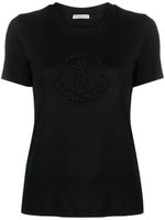 Moncler t-shirt en coton à logo orné de cristaux - Noir