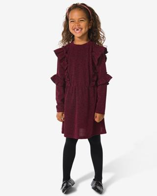 HEMA Kinderjurk ruffle glitter bordeauxrood (bordeauxrood)