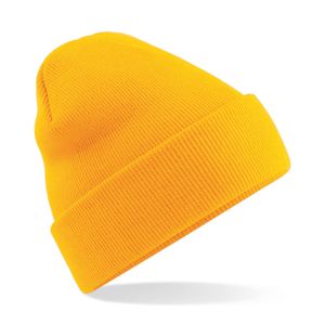 Basic dames/heren beanie wintermuts 100% soft Acryl in kleur goud geel One size  -