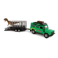 Kids Globe Globe Die-cast Land Rover met Dino-trailer, 29cm
