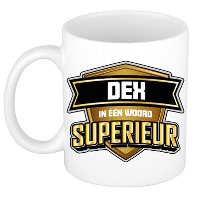 Naam mok Dex - wit - Superieur - keramiek - 300 ml - cadeau collega beker Naam mok Dex - wit - Superieur - keramiek - 300 ml - cadeau collega beker