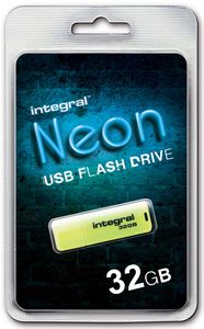 Integral 32GB USB2.0 DRIVE NEON YELLOW USB flash drive USB Type-A 2.0 Geel