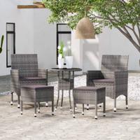 5-delige Loungeset poly rattan grijs