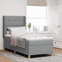 Boxspring Bed met Matras Lichtgrijs 100x200 cm Stof
