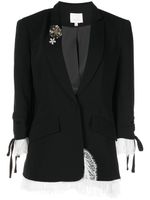 Cinq A Sept blazer Roxie bordé de dentelle - Noir - thumbnail