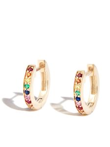 Sydney Evan boucles d'oreilles Rainbow Pavé en or 14ct