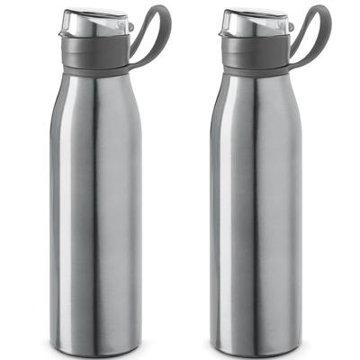 Waterfles - 4x - 650 ml - aluminium - klepdop - zilver - bpa-vrij