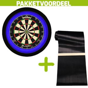 Winmau Blade 6 +  Dartmat 60*300 incl Oche + Dartbordverlichting Deluxe Blauw - Zwart