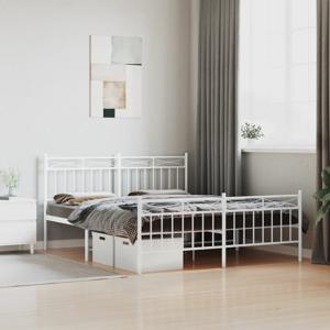 Bedframe met hoofd- en voeteneinde metaal wit 160x200 cm