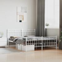 Bedframe met hoofd- en voeteneinde metaal wit 160x200 cm