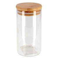 Gerimport Voorraadpot - 1x - glas - bamboe deksel - 1,3L - 27,5 cm