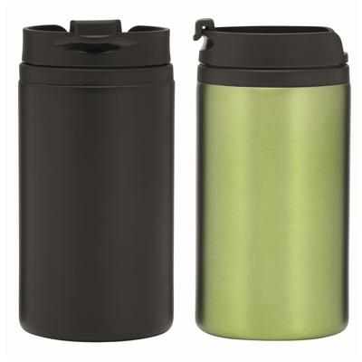 Set van 2x Thermosbekers - warmhoud bekers - zwart en groen - 290 ml - Isolerende drinkbekers Set van 2x Thermosbekers - warmhoud bekers - zwart en groen - 290 ml - Isolerende drinkbekers
