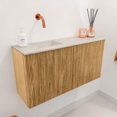 Toiletmeubel Mondiaz Joya Dlux | 80 cm | Meubelkleur Oak | Faye wastafel Ostra Wasbak Links | Zonder kraangat(en)
