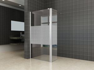 Saqu Splash zijwand met chroom scharnierprofiel links 35x200cm Nano semi-gesatineerd