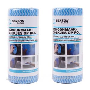 Benson 100x Reinigingsdoekjes / schoonmaakdoekjes op rol - Blauw