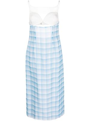 Juneyen robe mi-longue à carreaux - Bleu