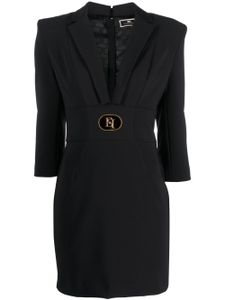 Elisabetta Franchi robe courte à plaque logo - Noir