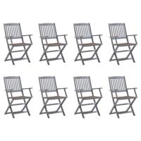 Tuinstoelen 8 st inklapbaar met kussens massief acaciahout