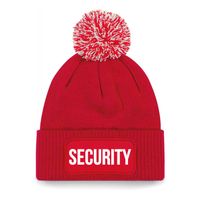 Security muts met pompon unisex - one size - rood - apres-ski muts - thumbnail