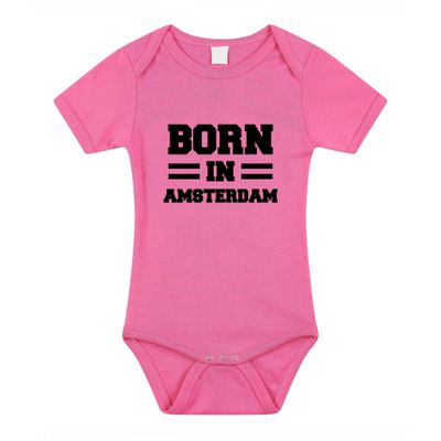 Born in Amsterdam cadeau baby rompertje roze meisjes