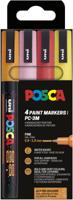 Uni POSCA paintmarker PC-3ML, 1,5 mm, glitter, etui van 4 stuks oranje, roze, rood en geel