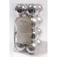 Decoris Kerstballen zilver 40mm 16 stuks