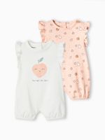Set van 2 'fruit' jumpsuits voor baby's lichtroze - thumbnail