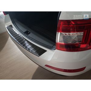 Zwart RVS Bumper beschermer passend voor Skoda Octavia III Kombi 2013- 'Ribs' AV245018