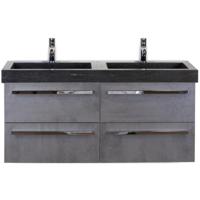 Seville Badmeubelset 120 cm - 4 Laden Beton Antraciet - Wastafel Hardsteen Wit Lucca