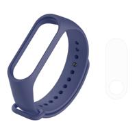 2 in 1 armband horloge Silicone rubber polsbandje polsband riem vervanging met TPU scherm film voor Xiaomi mi band 3 (marineblauw)