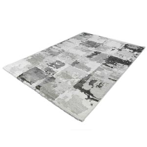 Vintage Vloerkleed - Marmer Blokjes Design - Century - Grijs -80 x 150 cm