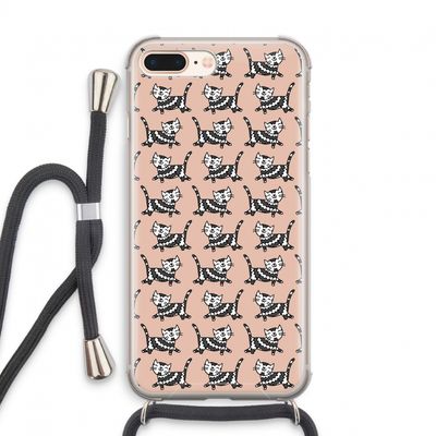 Zwarte poes: iPhone 7 PLUS Transparant Hoesje met koord