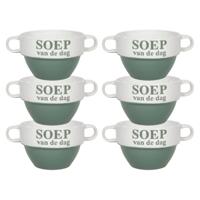 Soepkommen - 6x - Soep van de dag - keramiek - D12 x H8 cm - groen - Stapelbaar