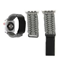 Magische plakken echt leder paraplu touw nylon polshorloge band met en RVS gesp voor Apple Watch serie 3 & 2 & 1 38mm (grijs)